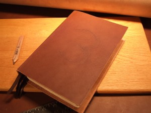 All leather is 'one-of-a-kind' but this cover is very special, even holy. It was given to a very special man who has laid down his life for the Lord in restoring what it means to be and build church. The church he oversees is called Holy Trinity - the gnarly and ancient looking brand resembles a 3.